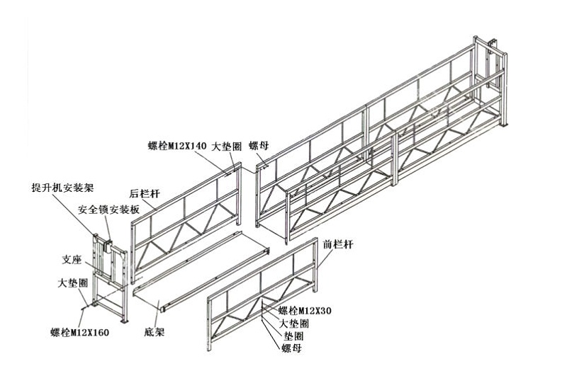 樓身發(fā)光字工程懸吊平臺安裝圖