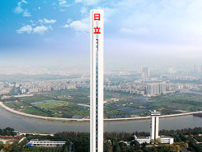 廣州日立電梯試驗塔樓體發(fā)光字工程案例