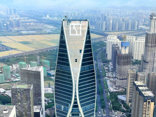 杭州第二高樓極氪望朝中心288米幕墻發(fā)光字工程完工